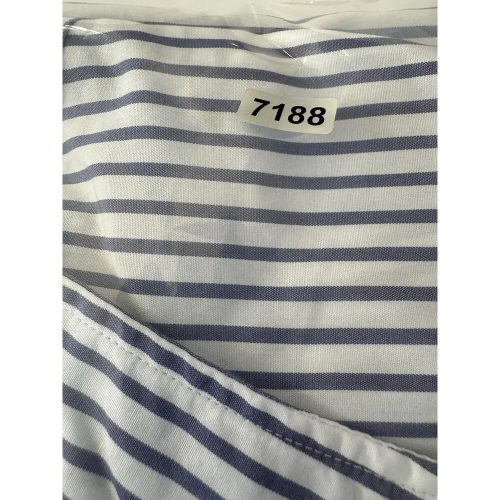 J. Crew Secret Wash Men’s Shirt White Blue Stripe XXL 100’s 2-ply Slim Fit #7188